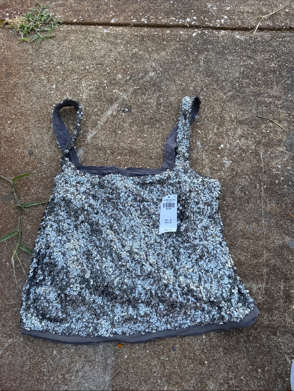 Abercrombie & Fitch Silver Sequin Crop Tank